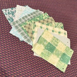 10 count Green assorted Patterned Fabric Swatches